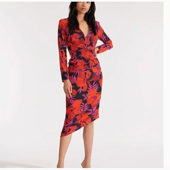Veronica Beard Silk Alvaro Dress Floral Red Purple Printed Sheath  4 - Picture 1 of 13